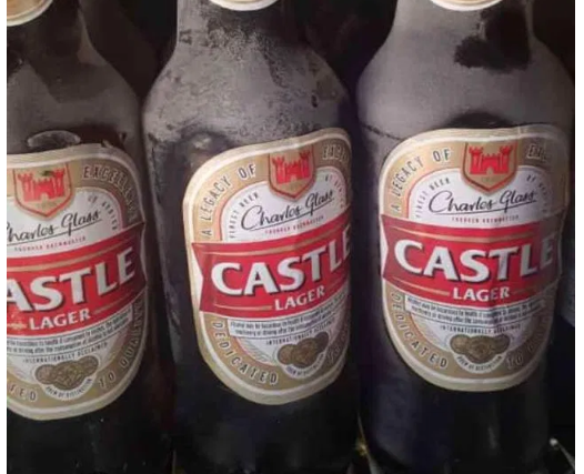 Ice cold bottles of Castle beer
