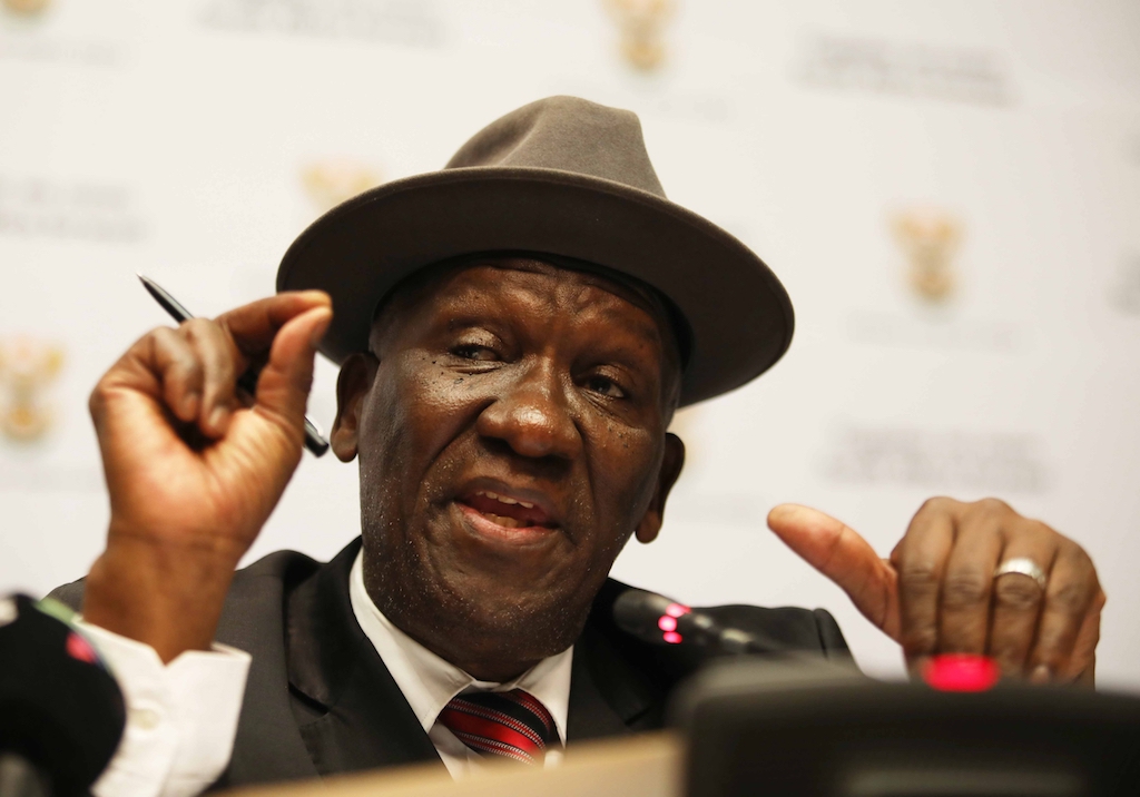 Minister of Police Bheki Cele answer questions at the Justice, Crime Prevention and Security Cluster Ministers media briefing on the recent incidents of public violence in different parts of South Africa. The cluster gives progress on the work done thus far and also outline the plans that government is implementing to make sure that law and order is restored in the country. . Date: September 10, 2019. Picture: ESA ALEXANDER/SUNDAY TIMES