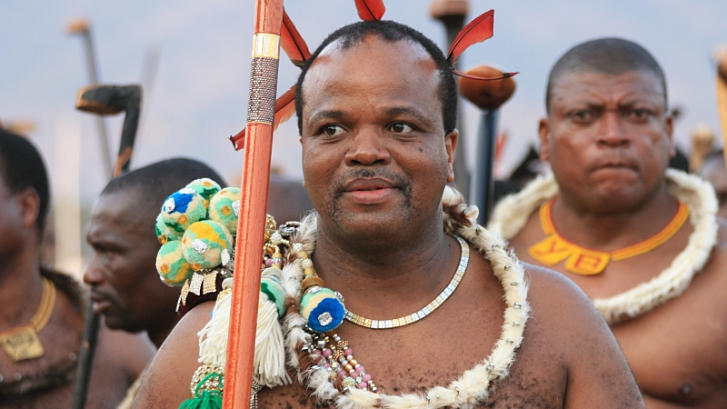 King Mswati III attends a reed dance ceremony