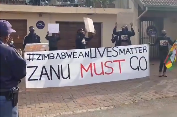 Protesters at Zimbabwe Embassy in South Africa