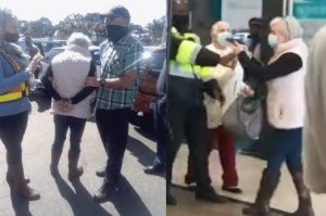 White elderly woman arrested for pointing her gun at protesting EFF members