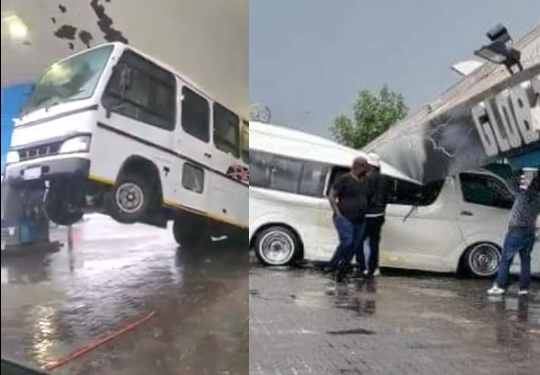 Petrol station falls on buses in Joburg