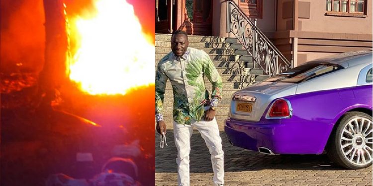 Video Ginimbi Genius Kadungure’s Rolls Royce burns in accident crash
