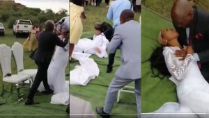 Video; Tackle on the bride, wig removed: Inside SA wedding of the year
