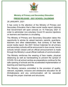 Schools not opening on February 15: Government