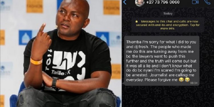 Pictures: Euphonik "fakes" apology WhatsApp text from rape complainant