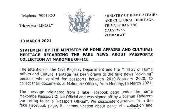 Ministry of Home affairs rubbishes the claim that passports are ready for collection