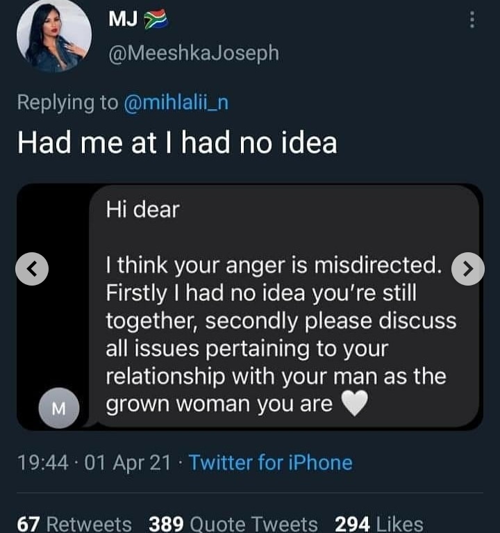 Mihlali spotted with Meeshka’s man in Dubai