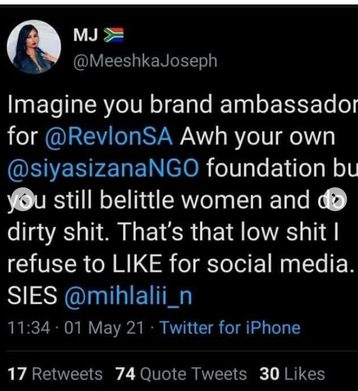 Mihlali spotted with Meeshka’s man in Dubai