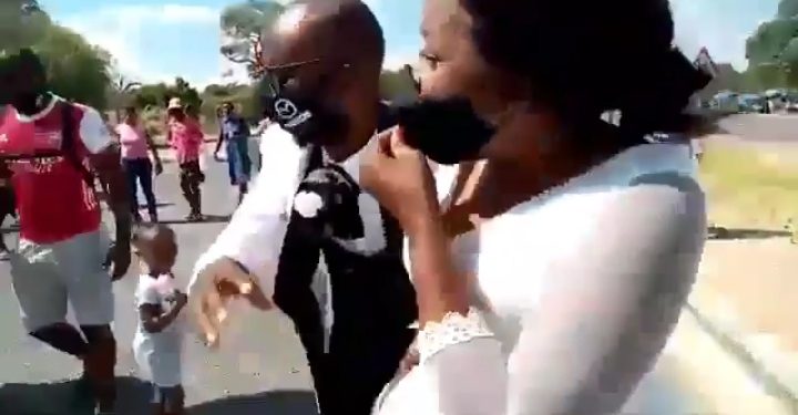 Watch Wedding celebrations ruined as groom’s baby mama attacks the newlywed couple