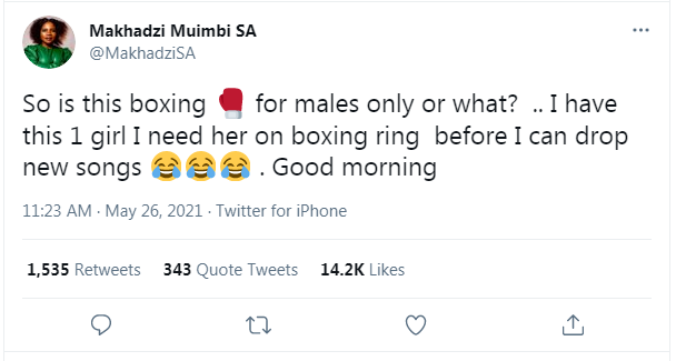 It’s about to go down as Makhadzi prepares to challenge her rival to a boxing match