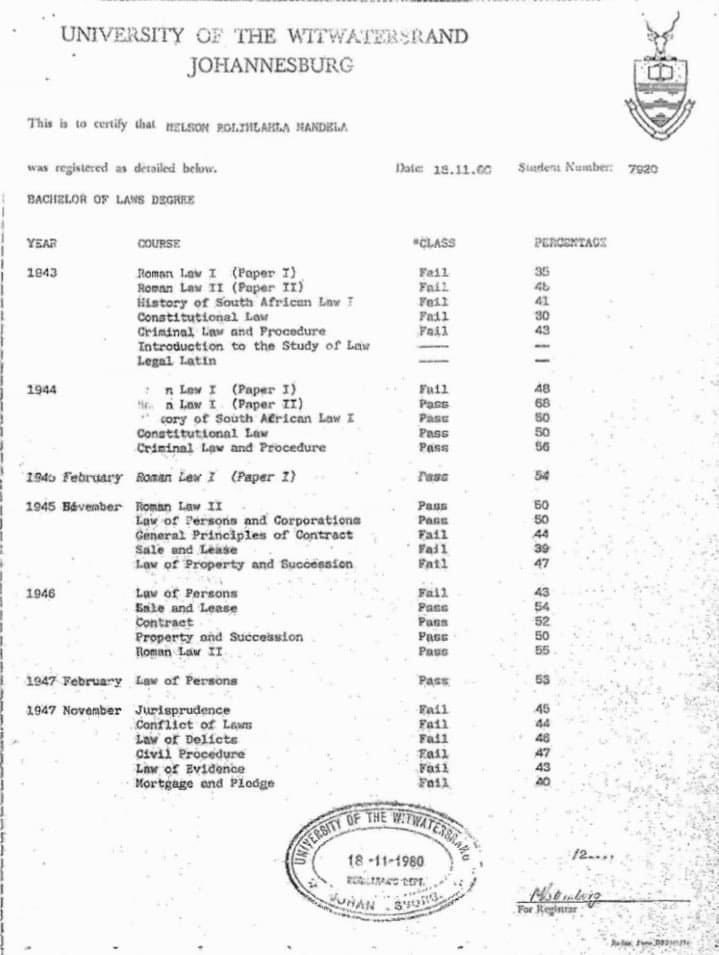 Leaked Papa Madiba’s college results shock Mzansi