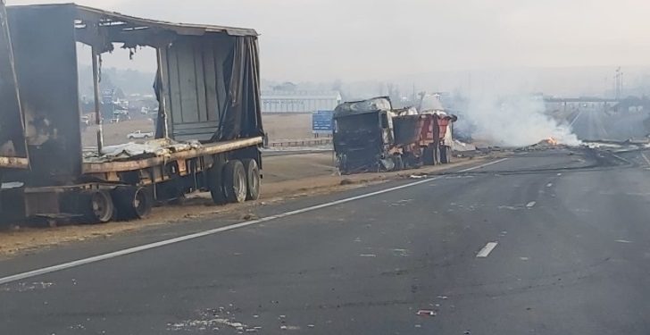 25 trucks burnt in KwaZulu-Natal as "Free Zuma" protests take a fiery turn