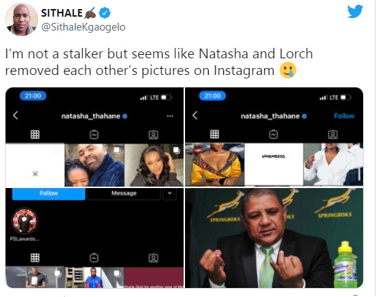 Natasha Thahane dumps Thembinkosi Lorch?