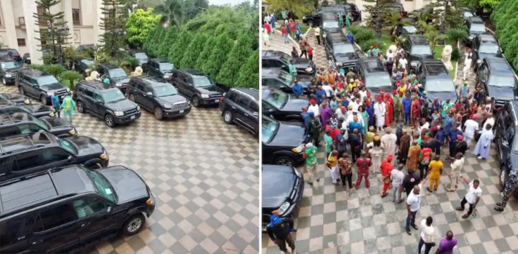 Pictures: Millionaire showers 23 birthday guests with SUV’s on his birthday