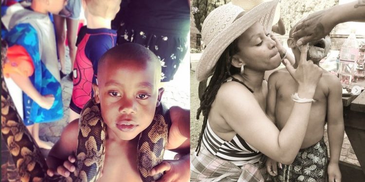 Letoya Makhene and son Kopano