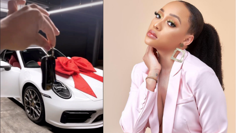 Pictures and Video: Thando Thabethe levels up as she buys herself a new Porshe