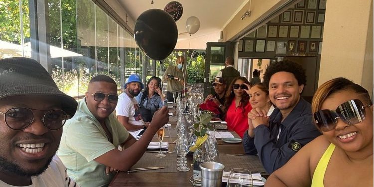 Trevor Noah shows off girlfriend for first time, has lunch with Anele Mdoda, Sizwe Dlomo and Xolisa Dyeshana