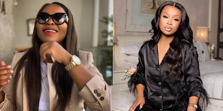 Thandeka Sibiya laughs at Sithelo Shozi