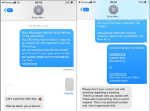 Chats between client and Oscar Mbo-Image Source(Twitter/KABZAGRAPHICS)