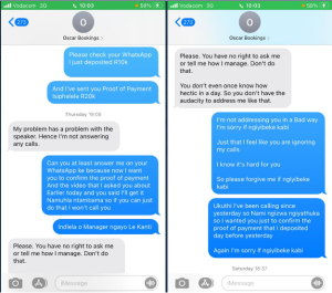 Chats between client and Yolisa-Image Source(Twitter/KABZAGRAPHICS)