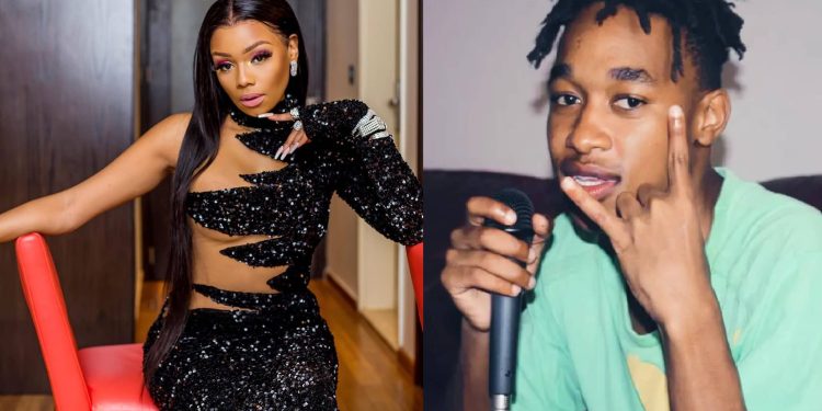 Rea Gopane in the studio sampling a Bonang Matheba diss track