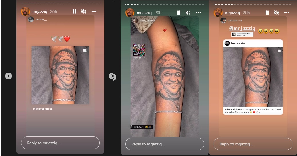 Mr JazziQ gets a tattoo of his late friend Mpura