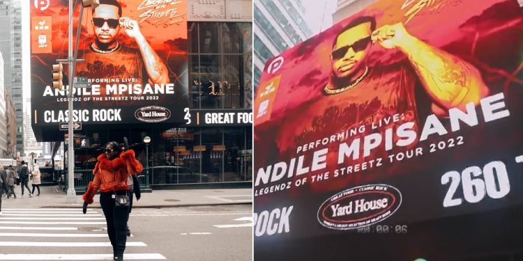 Shauwn Mkhize gushes over Andile Mpisane's face on a Time Square Billboard