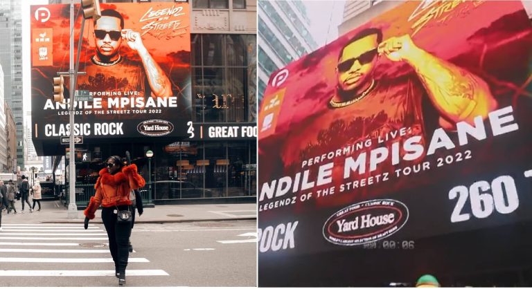 Watch: Mzansi shocked as Andile Mpisane’s face lights up New York City’s Time Square Billboards