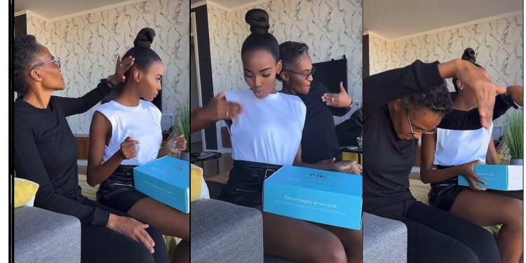 Miss SA Lalela Mswane and her mom does the Nkao Tampela dance