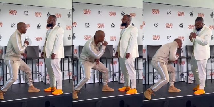 Naaqmusiq almost hits Cassper Nyovest during boxing match presentation