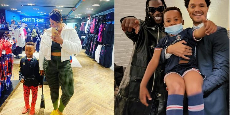 Anele Mdoda is doing with her son Alakhe in the US
