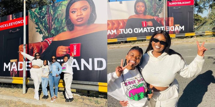 Mama I made it: Thick Leeyonce celebrates being on a billboard.