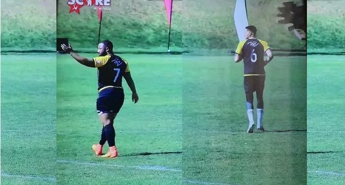 Cassper Nyovest and AKA playing football together. Image: Twitter
