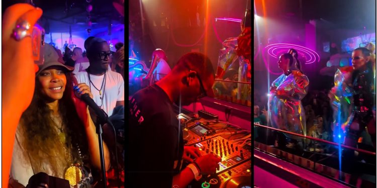 Zakes Bantwini playing a DJ set close to Erykah Badu in Pacha, Ibiza
