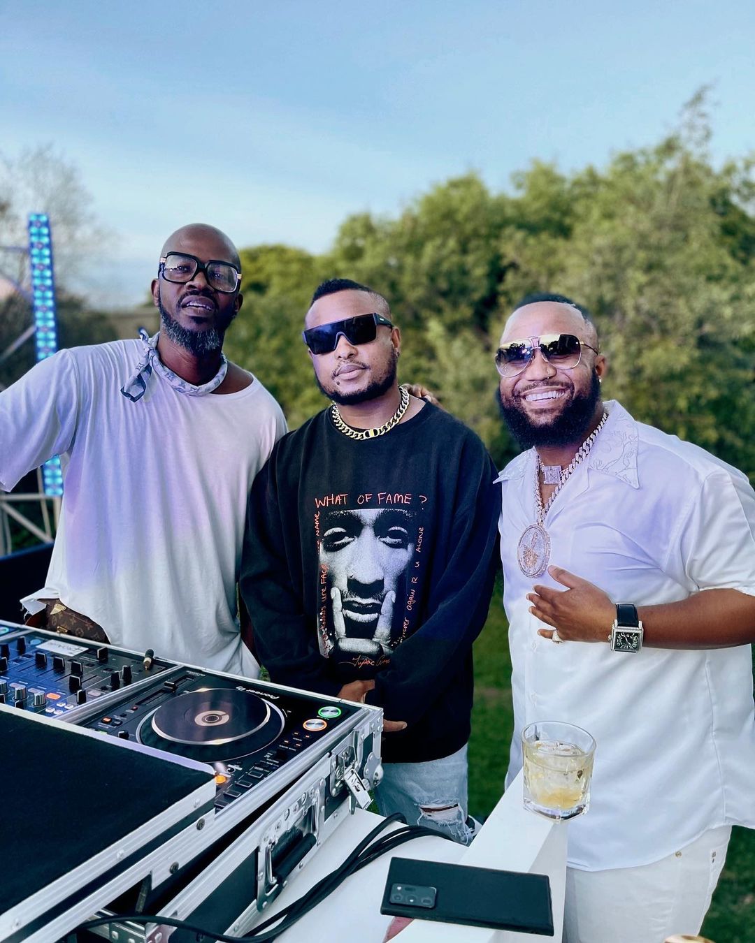Rappers K.O, Cassper Nyovest and DJ Black Coffee at the Billiato launch.