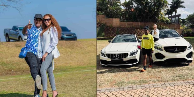 Andile and Tamia Mpisane matching cars