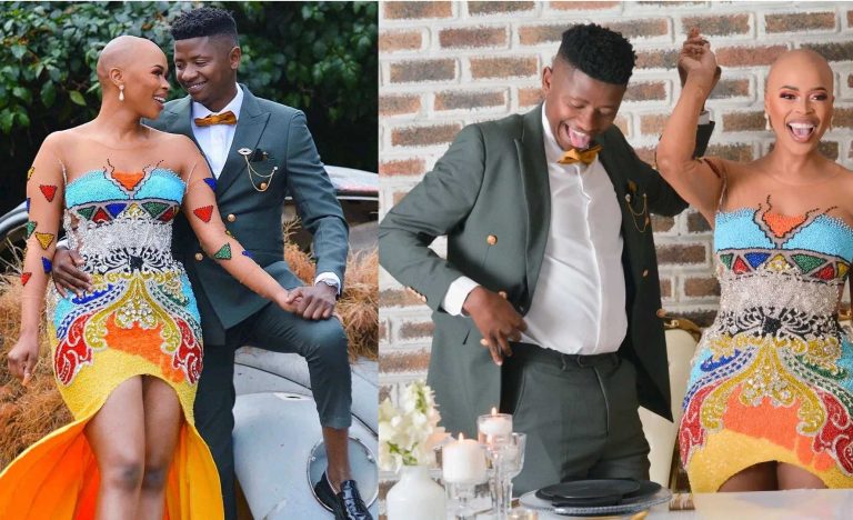 In Pictures: Gomora actor ‘Sizwe’ Ayanda Daweti and wife Aaliyah’s wedding outfits impress Mzansi fashion experts