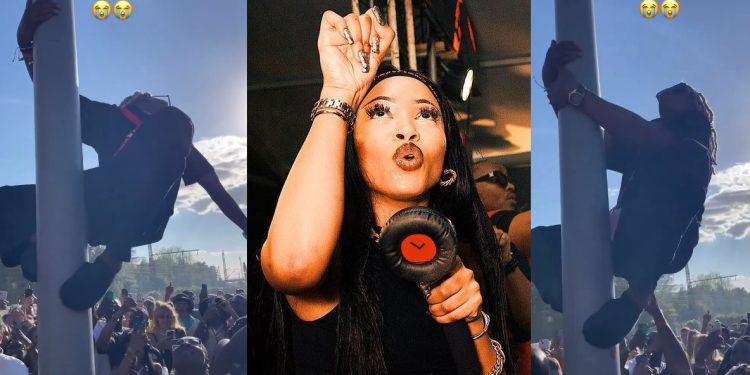 Zacchaeus style: Video of fans climbing poles to see Uncle Waffles' electric live performance breaks the internet