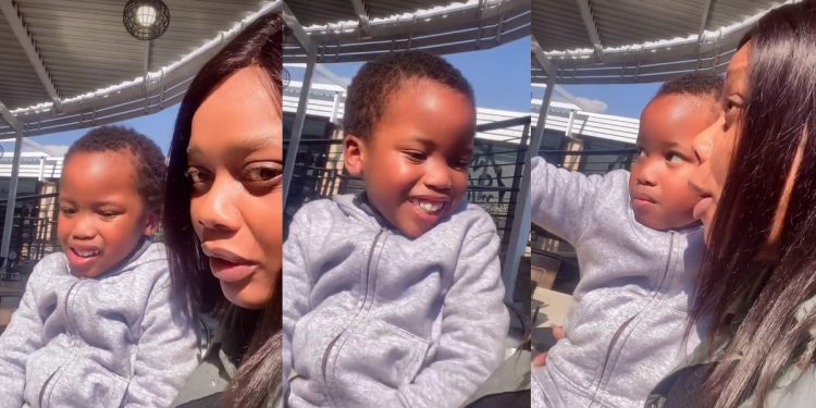 Watch as Gomora actress Jackie Hlungwani 'Leera Mthethwa' plays with her son on vacation-min