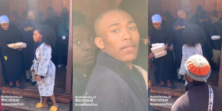 Watch as The Queen actors Cebo 'Ntobeko Mathebula' and Nkosiyabo 'Craig Nobela' break the queue scrambling for food.