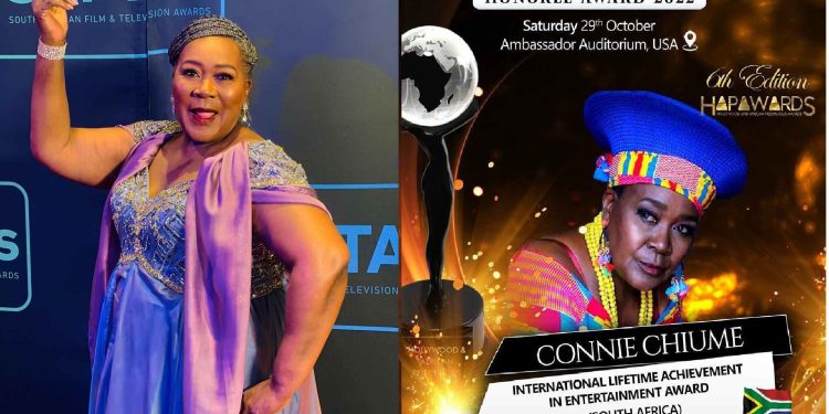 Gomora actress Connie Chiume (Mam Sonto) gears up to receive a Top Hollywood Lifetime Achievement Award!