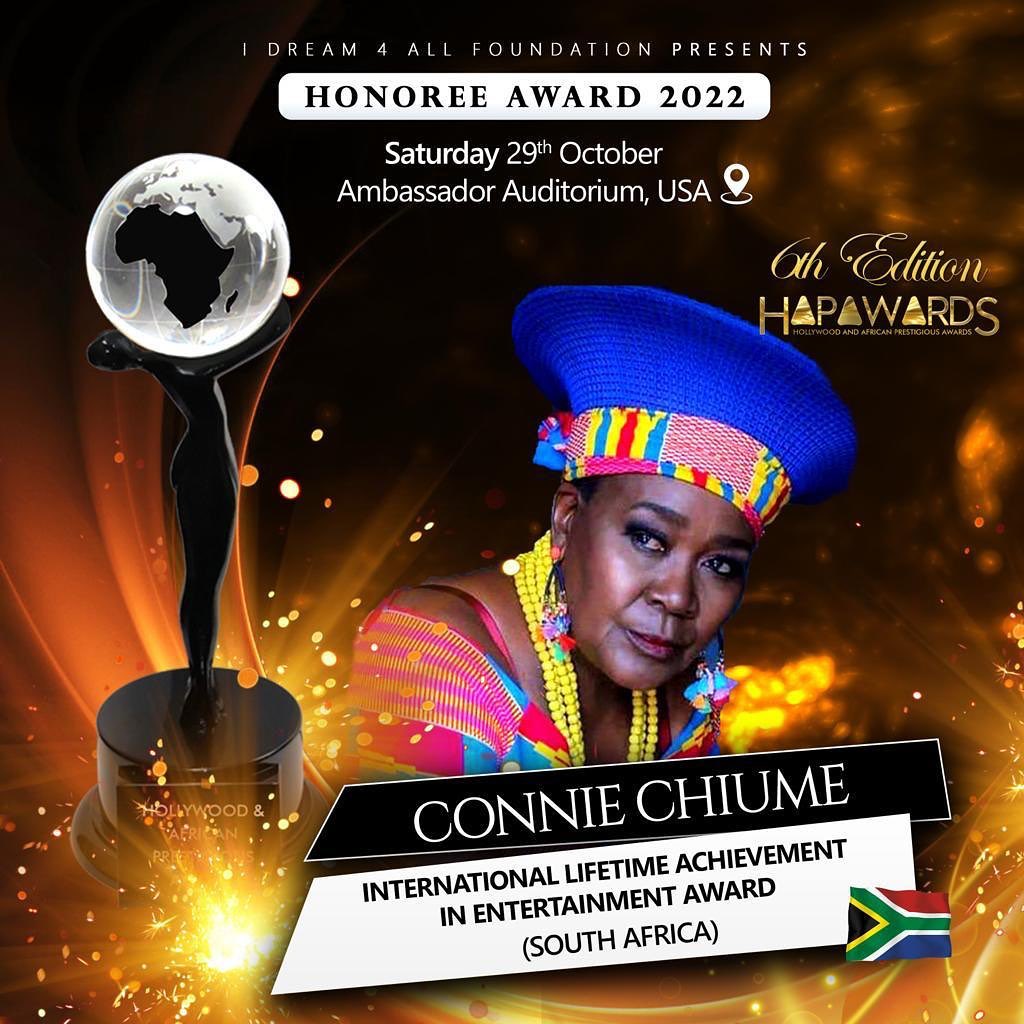 Connie Chiume announcing her achievement