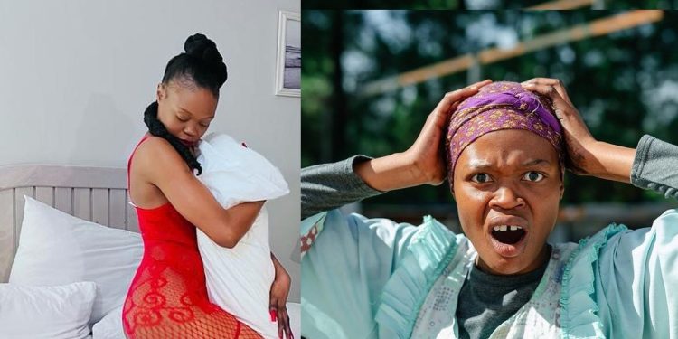 What loneliness does: Pictures of DiepCity actress 'Aus Mary' Moshine Mametja groping a pillow on bed raise questions