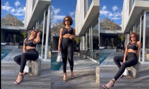 Amanda Du-Pont shows off her stunning body in a tight black two piece