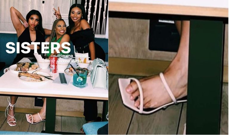 See Pictures: “She has an ugly foot” Tumi from The River ‘Larona Moagi’ trolled for having ‘ugly feet’