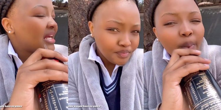 Rude Gomora as actress Zaza' Nondumiso Tshabalala' is spotted drinking a boost