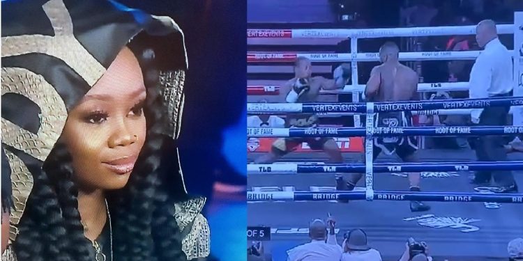 Bontle Modiselle's reaction as husband Priddy Ugly is knocked out in a boxing match by Cassper Nyovest