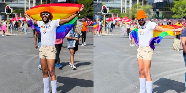 Mohale during Pride Day in Sandton. Image source: IG/Mohale Motaung