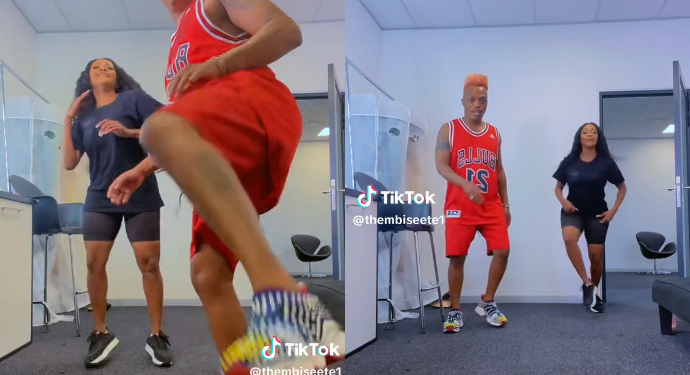 Thembi Seete and Somizi Mhlongo dance